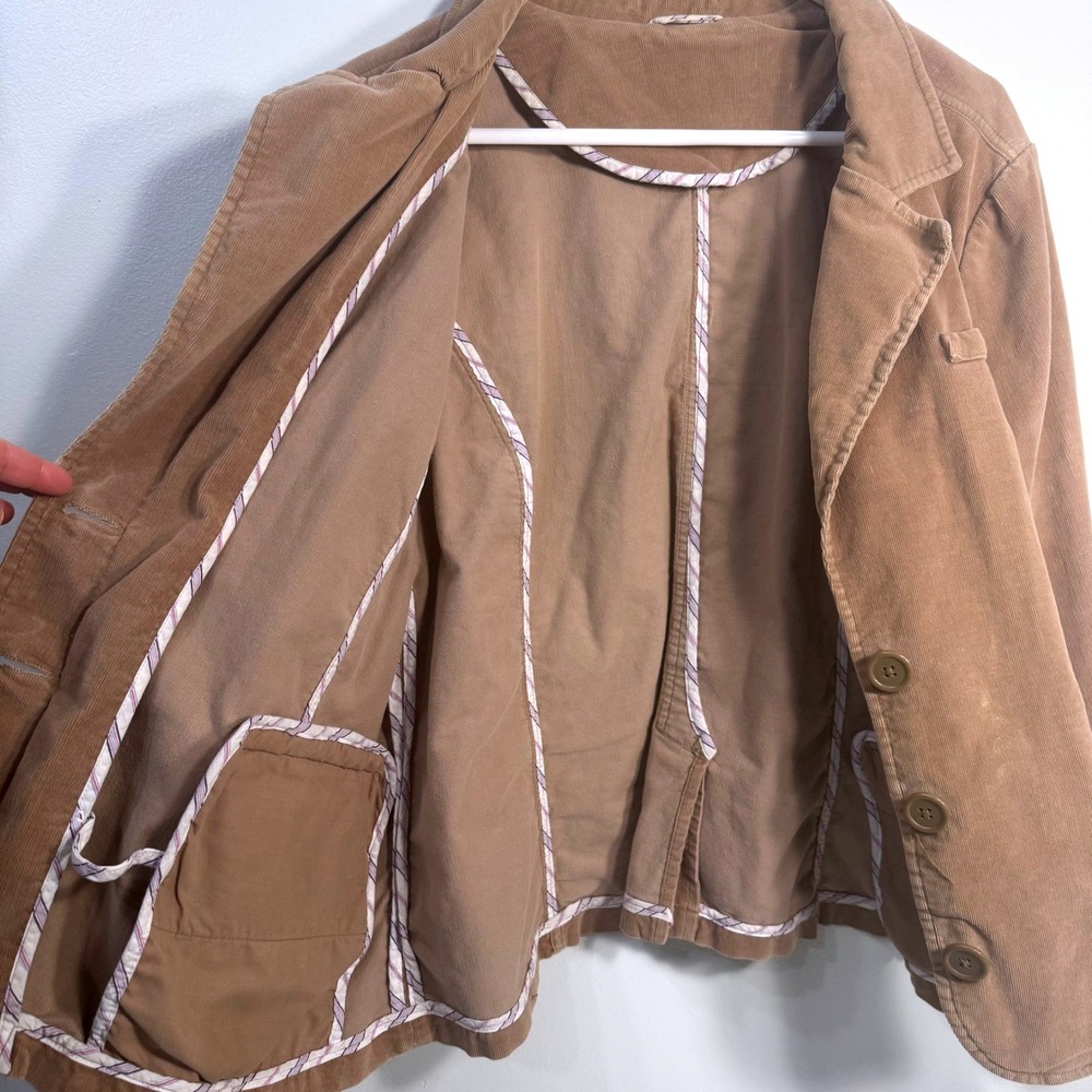 Womens Tan Corduroy Blazer Y2K Jacket Button Front Pocket S: 18 20 Boho Academia - Picture 2 of 7